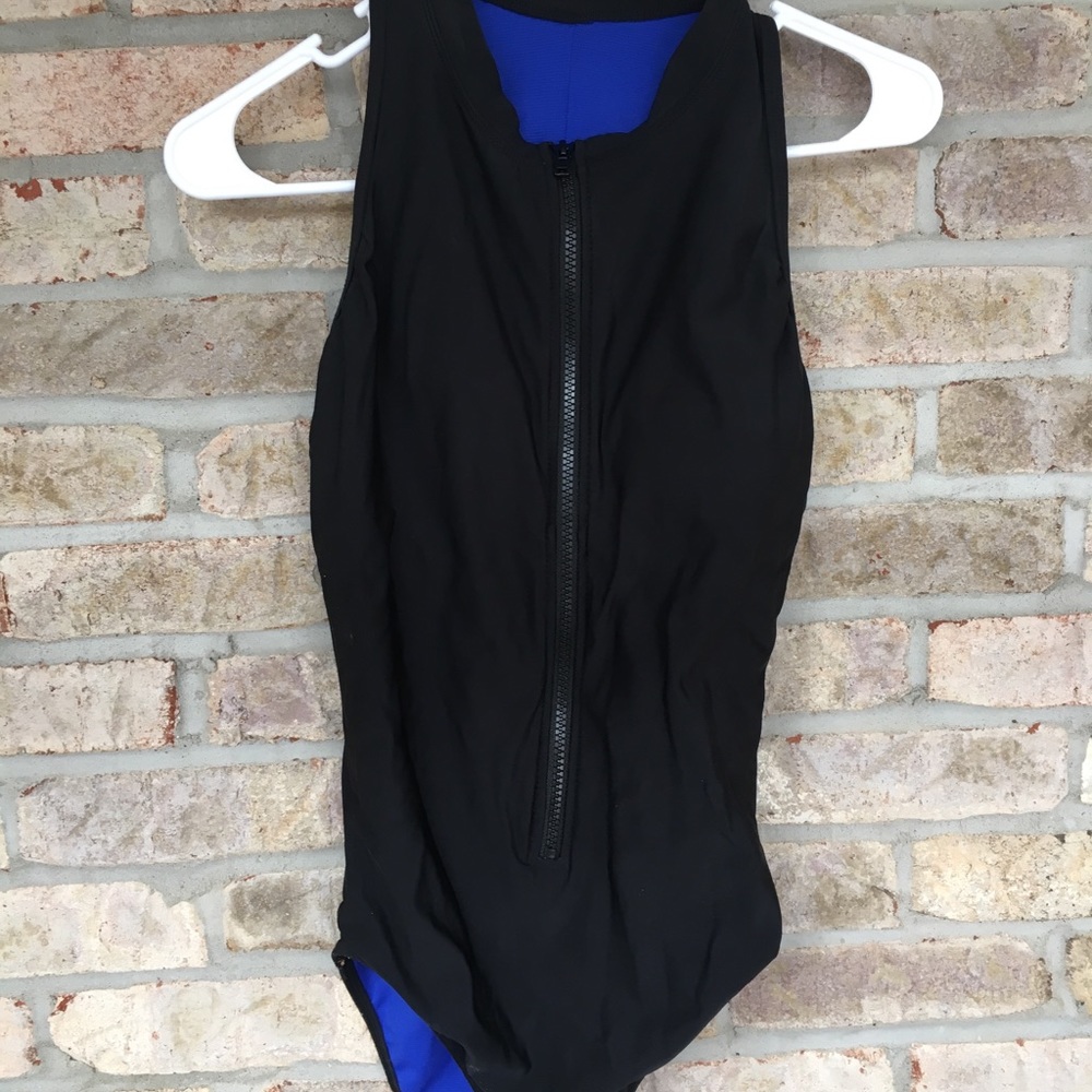 Aqua Green One Piece Swimsuit Black medium surf